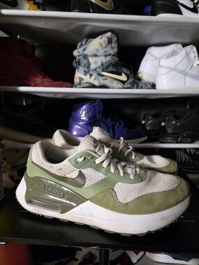 🔥 Nike Air Max System Olive Green & White Sneakers Men's Size 11.5